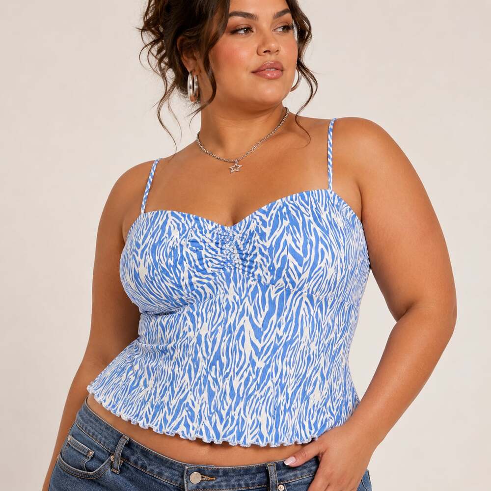 Diane von Furstenberg x Target Sea Twig Print Ruched Cami Tank Y2K Coastal Top